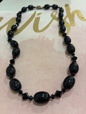 Black Beaded AB Beveled Vintage Women's Necklace - Elegant Statement Jewelry